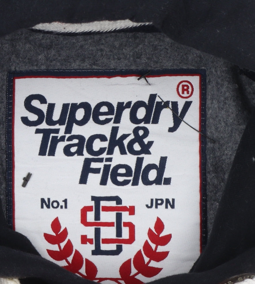 Superdry Women Black Hoodie Small Pullover Athletic Print