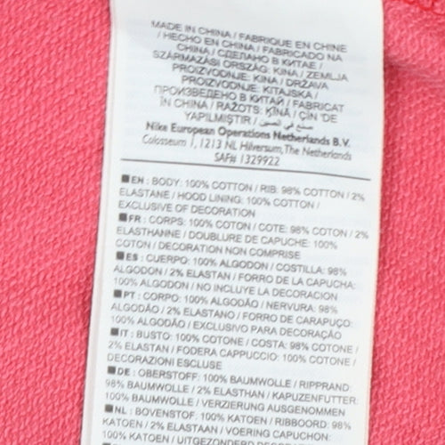 Nike Womens Pink Full Zip Hoodie XS Cotton Track & Field Sweatshirt