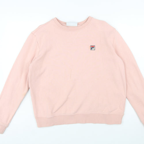 FILA Women Pink Crew Neck Pullover Sweatshirt Size L Cotton Blend