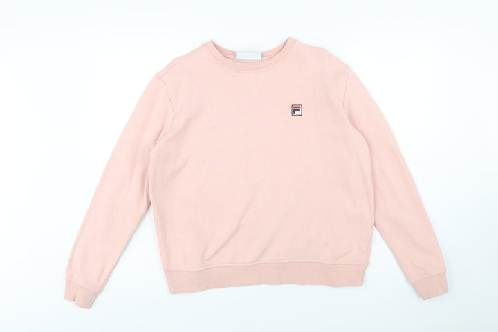 FILA Women Pink Crew Neck Pullover Sweatshirt Size L Cotton Blend