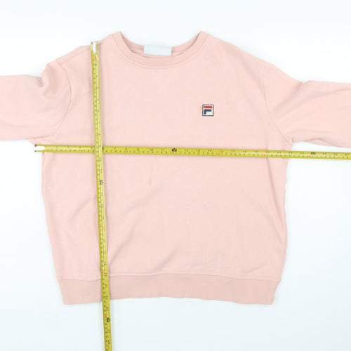 FILA Women Pink Crew Neck Pullover Sweatshirt Size L Cotton Blend