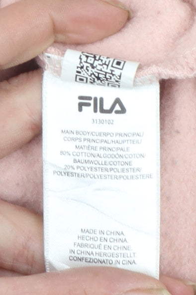 FILA Women Pink Crew Neck Pullover Sweatshirt Size L Cotton Blend