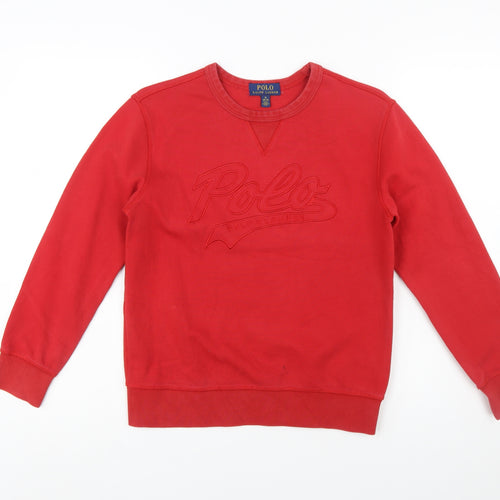 Polo Ralph Lauren Boys Red Cotton Blend Sweatshirt M (10-12) Crew Neck