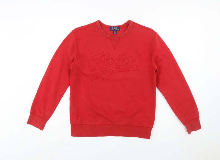 Polo Ralph Lauren Boys Red Cotton Blend Sweatshirt M (10-12) Crew Neck