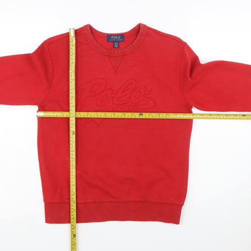 Polo Ralph Lauren Boys Red Cotton Blend Sweatshirt M (10-12) Crew Neck