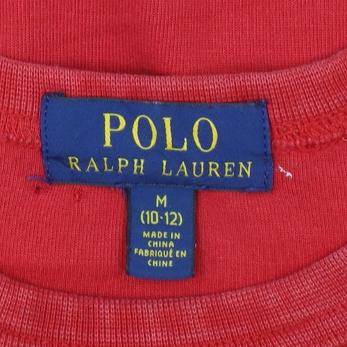 Polo Ralph Lauren Boys Red Cotton Blend Sweatshirt M (10-12) Crew Neck