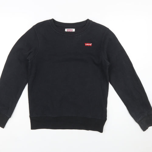 Levi's Boys Black Crew Neck Sweatshirt Size 12 Years Cotton Blend Logo