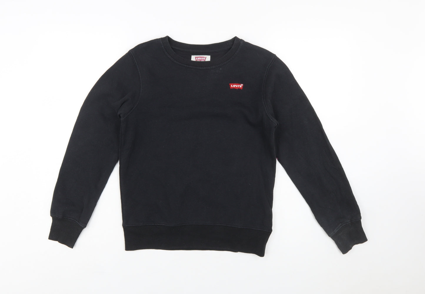 Levi's Boys Black Crew Neck Sweatshirt Size 12 Years Cotton Blend Logo