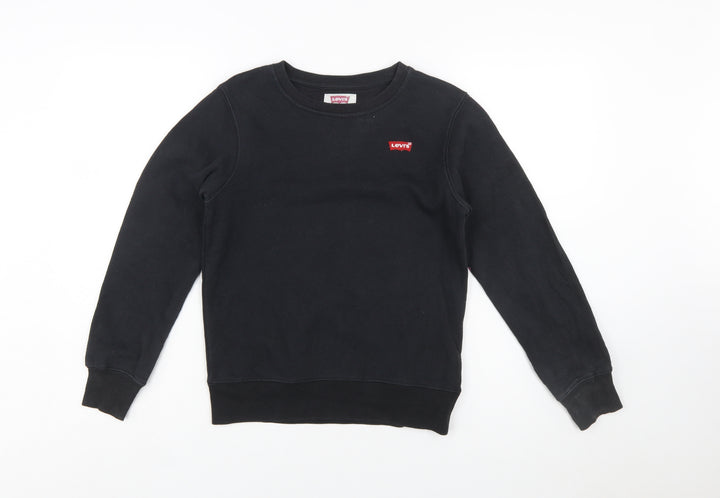 Levi's Boys Black Crew Neck Sweatshirt Size 12 Years Cotton Blend Logo