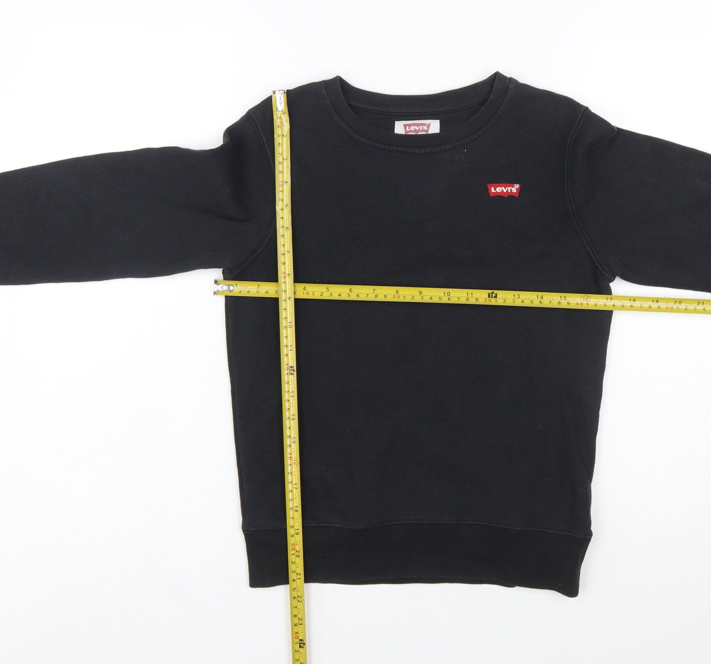 Levi's Boys Black Crew Neck Sweatshirt Size 12 Years Cotton Blend Logo