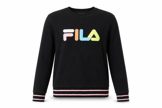 Front view of Fila Women's Black Small Crew Neck Pullover Sweatshirt