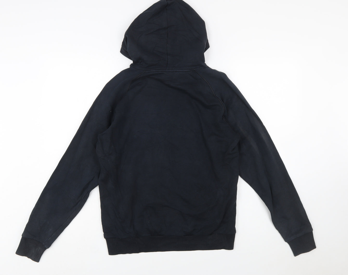 Adidas Boys Black Pullover Hoodie 13-14 Years Cotton Blend Logo Sweatshirt