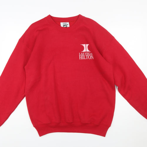 Lee Mens Red Las Vegas Hilton Logo Pullover Sweatshirt L