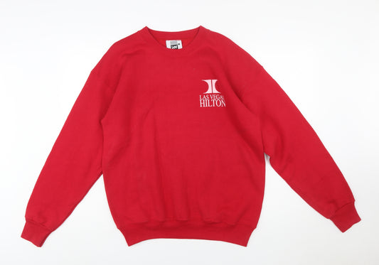 Lee Mens Red Las Vegas Hilton Logo Pullover Sweatshirt L