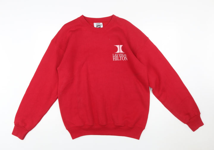 Lee Mens Red Las Vegas Hilton Logo Pullover Sweatshirt L