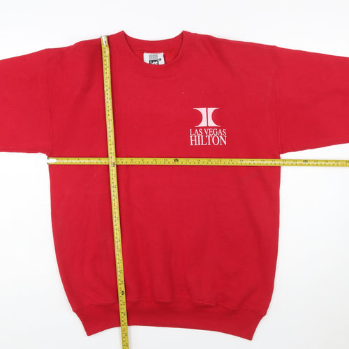 Lee Mens Red Las Vegas Hilton Logo Pullover Sweatshirt L