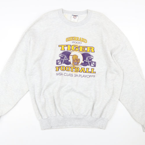 Jerzees Women's Grey Tiger Football Graphic Pullover Sweatshirt 2XL