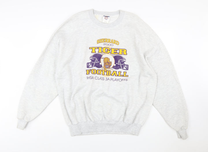 Jerzees Women's Grey Tiger Football Graphic Pullover Sweatshirt 2XL