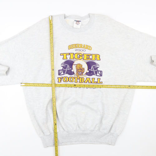 Jerzees Women's Grey Tiger Football Graphic Pullover Sweatshirt 2XL