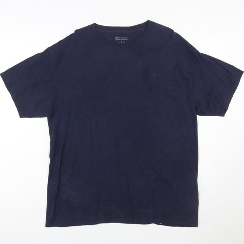 Champion Men Blue L Crew Neck Short Sleeve Sports T-Shirt