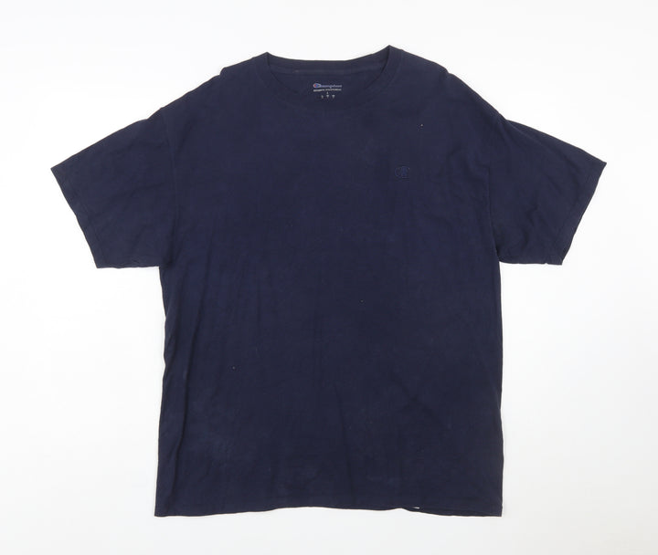 Champion Men Blue L Crew Neck Short Sleeve Sports T-Shirt