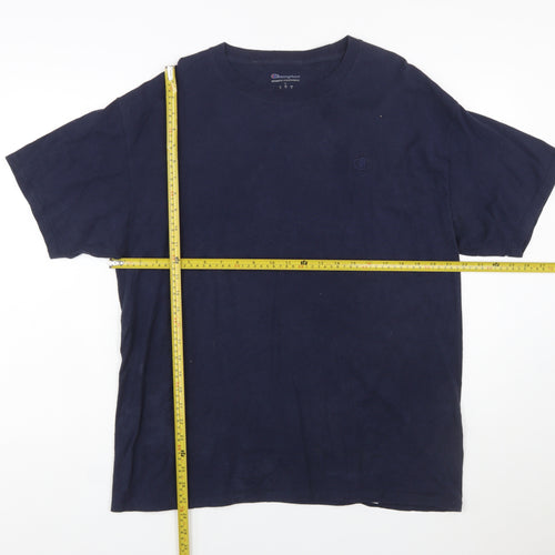 Champion Men Blue L Crew Neck Short Sleeve Sports T-Shirt