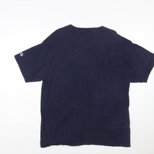 Champion Men Blue L Crew Neck Short Sleeve Sports T-Shirt