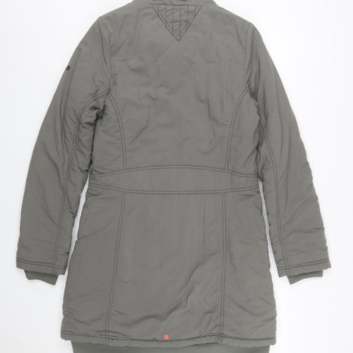 Adidas Womens Grey Long Parka Coat Size 12 Nylon Winter Jacket