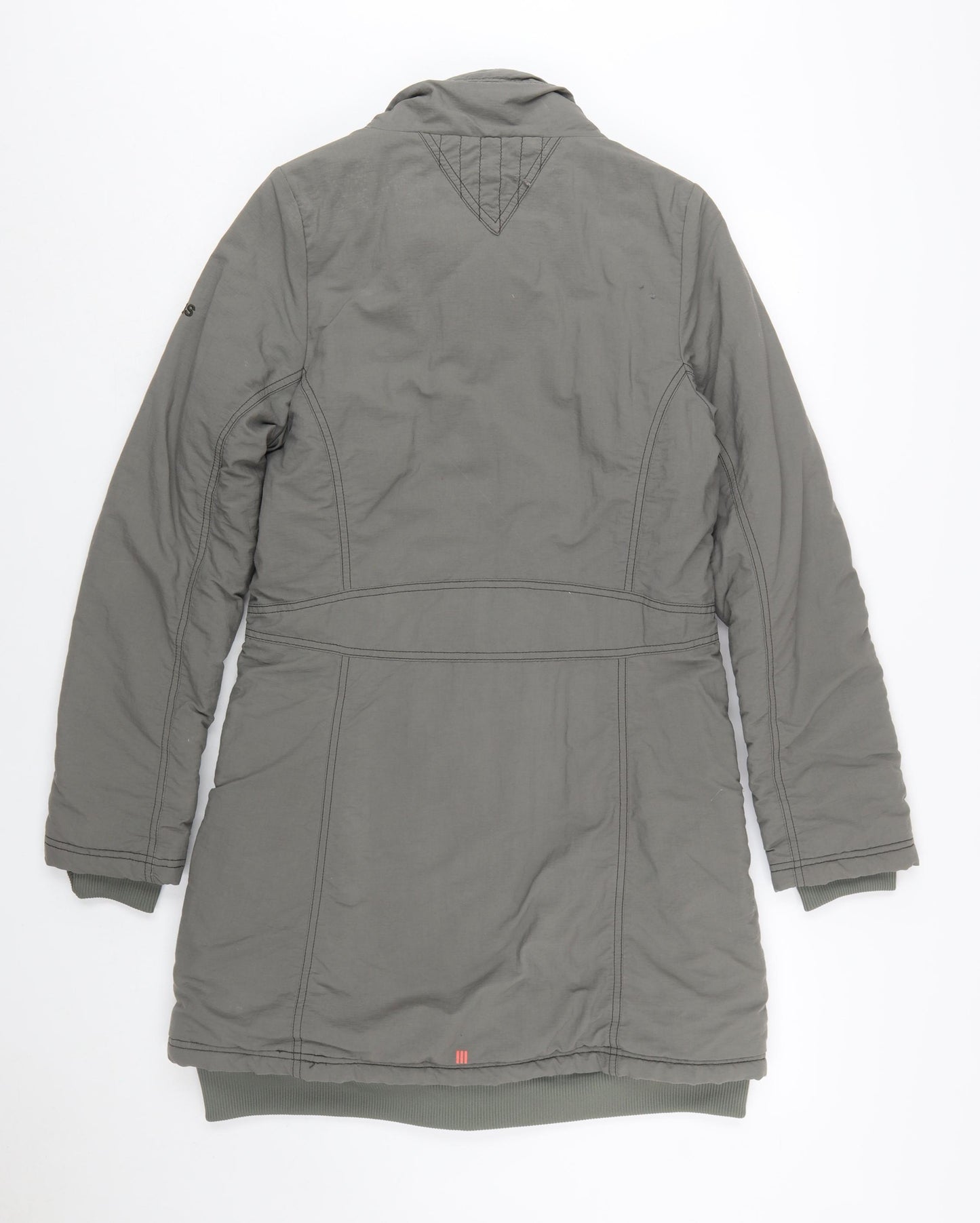 Adidas Womens Grey Long Parka Coat Size 12 Nylon Winter Jacket