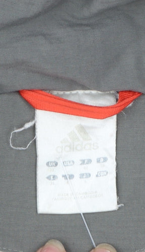 Adidas Womens Grey Long Parka Coat Size 12 Nylon Winter Jacket