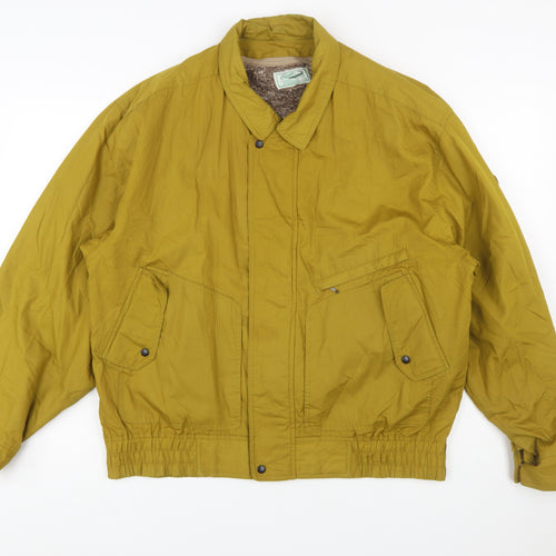 Crocodile Men's Yellow XL Bomber Jacket Faux Fur Lined Vintage Style