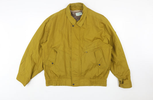 Crocodile Men's Yellow XL Bomber Jacket Faux Fur Lined Vintage Style