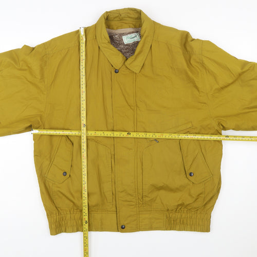 Crocodile Men's Yellow XL Bomber Jacket Faux Fur Lined Vintage Style