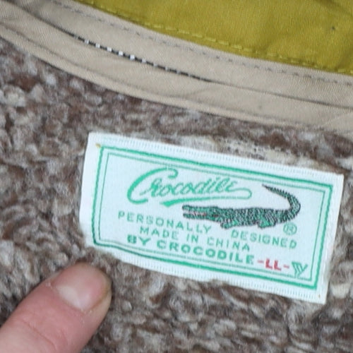 Crocodile Men's Yellow XL Bomber Jacket Faux Fur Lined Vintage Style