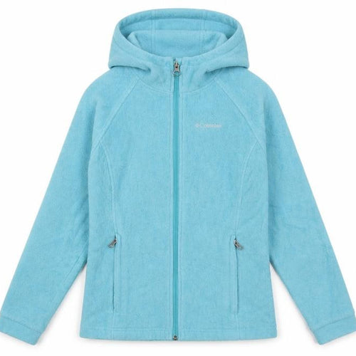 Columbia Girls Blue Hooded Fleece Jacket Size 14-15 Years Full Zip