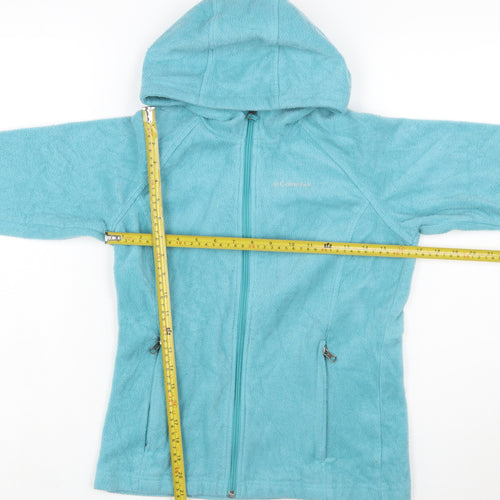 Columbia Girls Blue Hooded Fleece Jacket Size 14-15 Years Full Zip