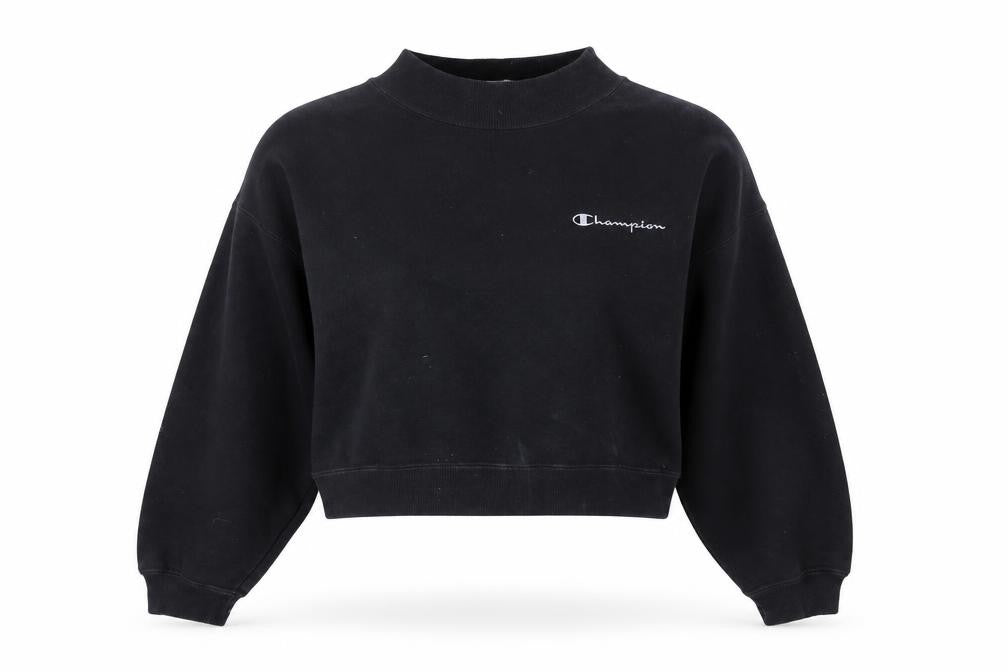 Front view of Champion Women's Black Small Crew Neck Pullover Sweatshirt