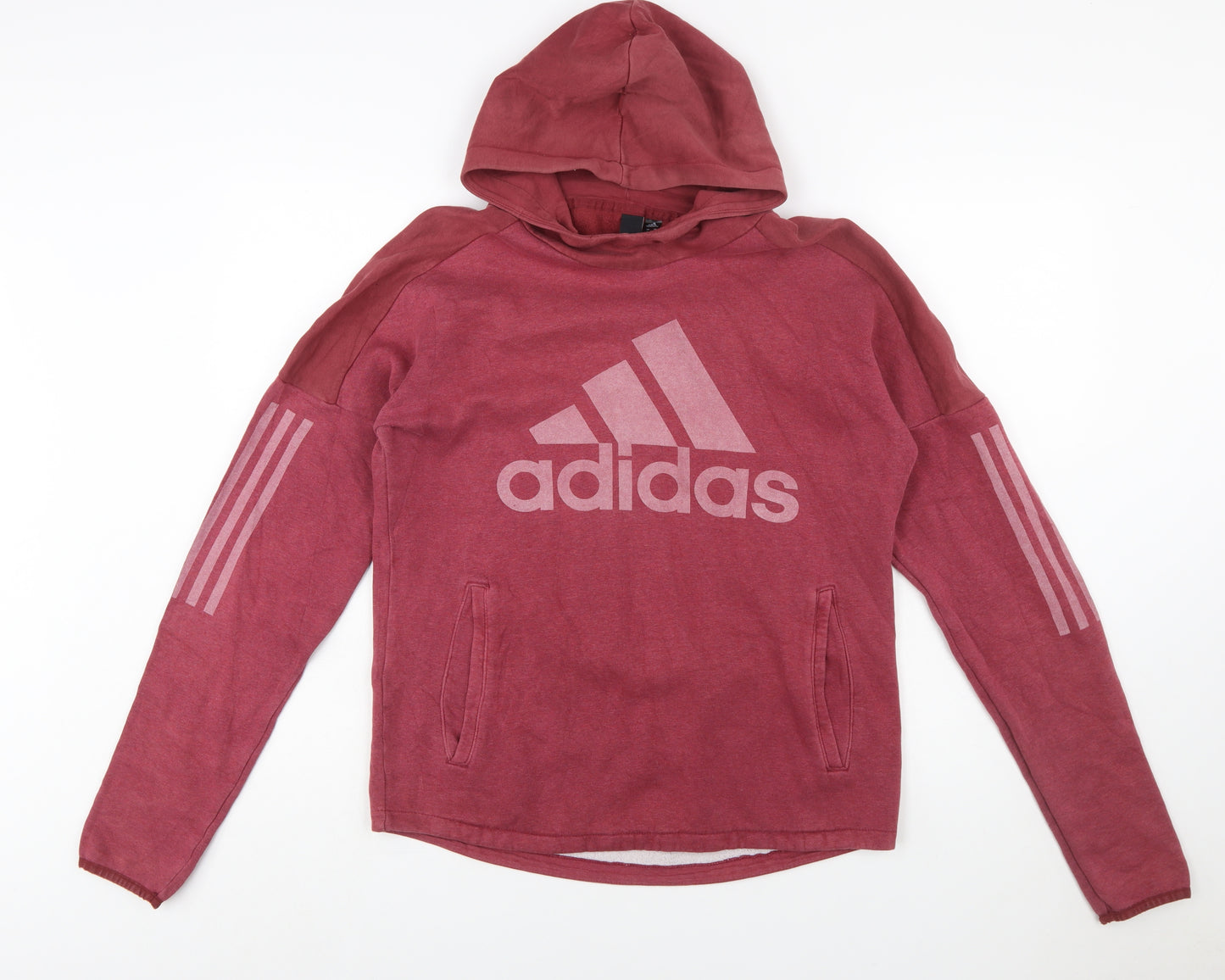 Adidas Womens Red Pullover Hoodie Size S with Logo Print