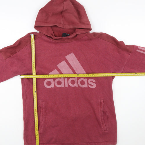 Adidas Womens Red Pullover Hoodie Size S with Logo Print
