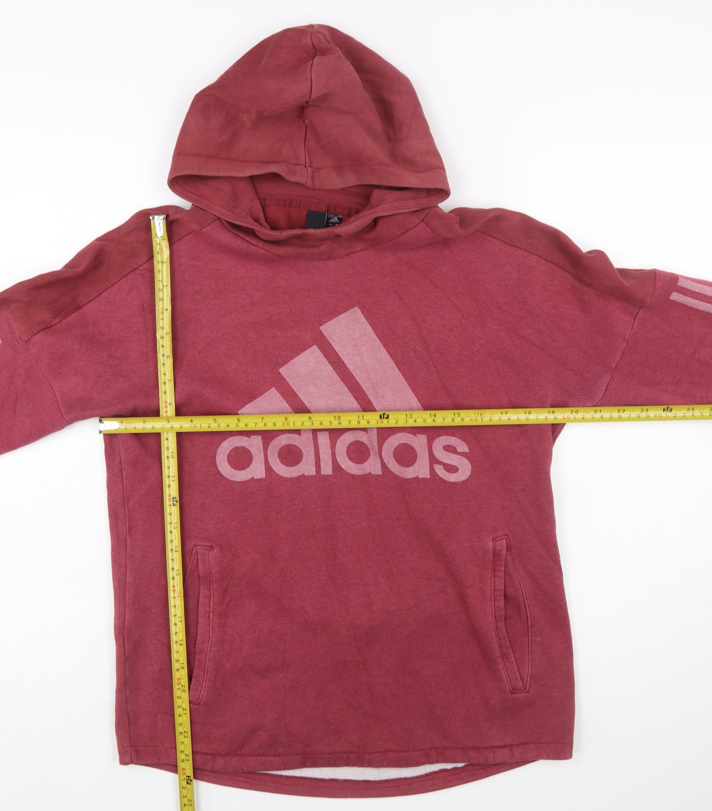 Adidas Womens Red Pullover Hoodie Size S with Logo Print