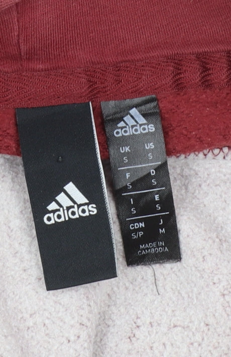 Adidas Womens Red Pullover Hoodie Size S with Logo Print