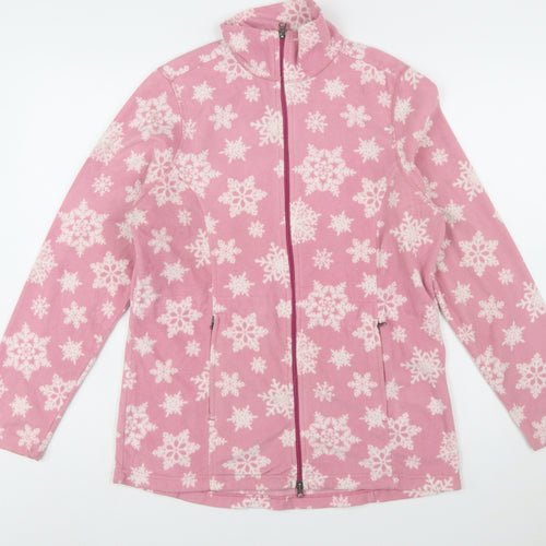 Falls Creek Women's Pink Snowflake Fleece Jacket Medium Winter Warm