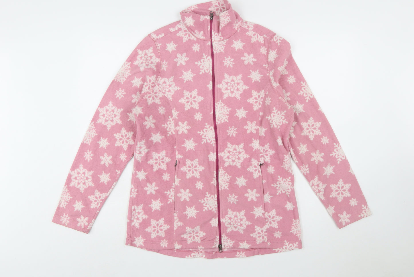 Falls Creek Women's Pink Snowflake Fleece Jacket Medium Winter Warm