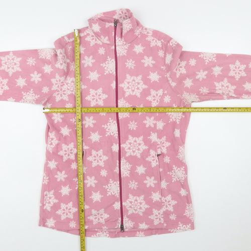 Falls Creek Women's Pink Snowflake Fleece Jacket Medium Winter Warm