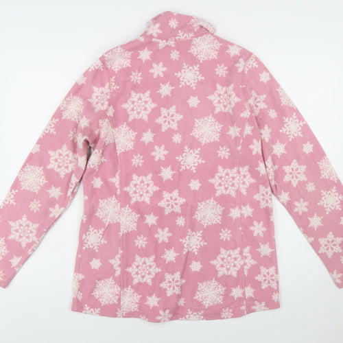 Falls Creek Women's Pink Snowflake Fleece Jacket Medium Winter Warm