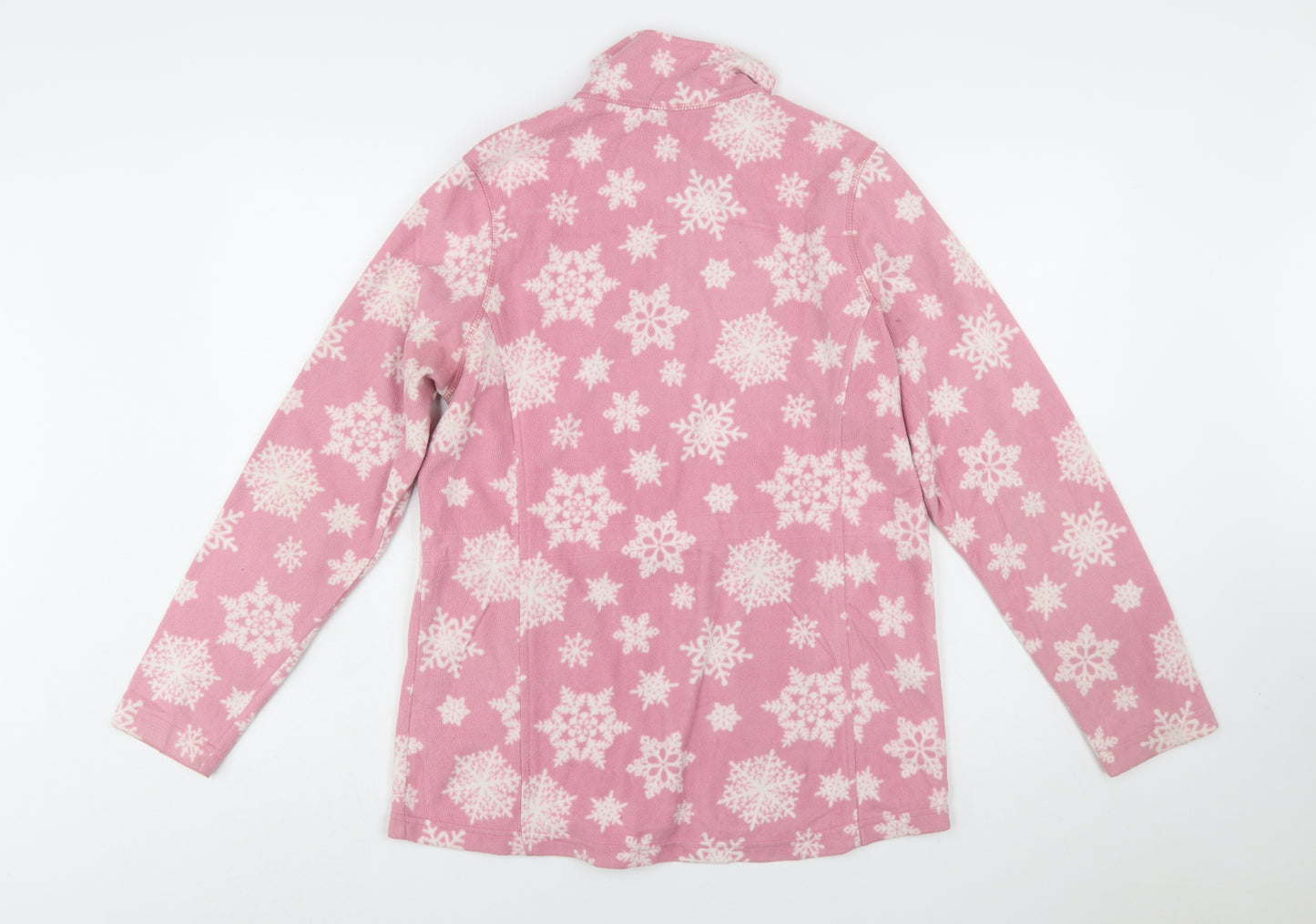Falls Creek Women's Pink Snowflake Fleece Jacket Medium Winter Warm
