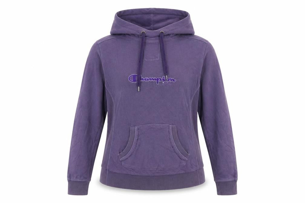 Front view of Champion Women's Purple Pullover Hoodie, size L, Heritage Classics