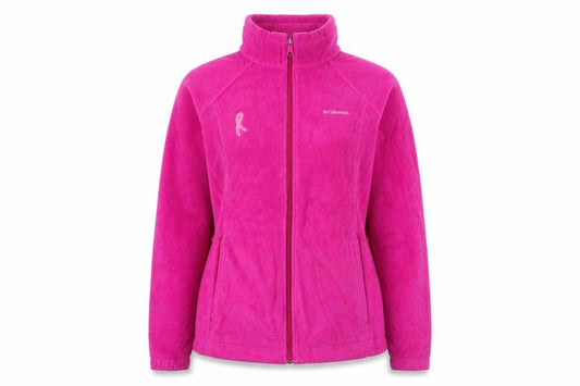 Front view of Columbia Women's Pink Fleece Full Zip Jacket, size L