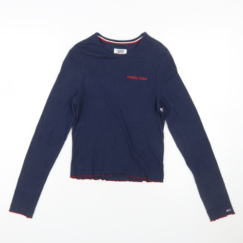 Tommy Jeans Women’s Blue Slim Fit Long Sleeve Cropped T-Shirt M