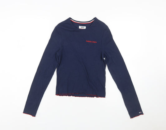 Tommy Jeans Women’s Blue Slim Fit Long Sleeve Cropped T-Shirt M